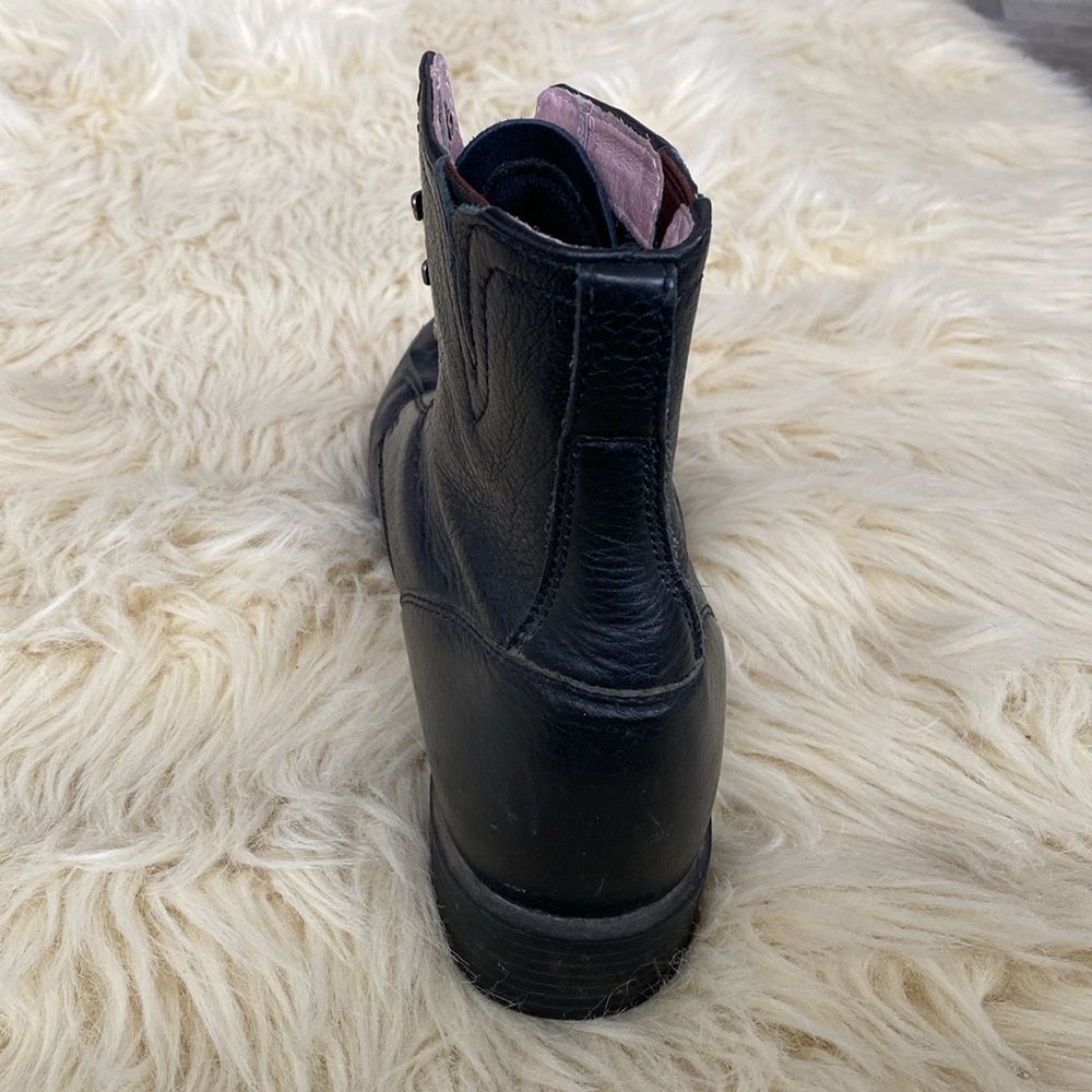 Ariat Black Leather Women's Work Boots sz 11 Powder Pink liner Cottage Core - Picture 4 of 11